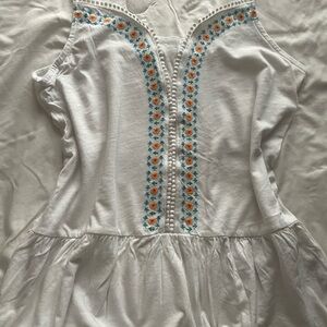 Maurices White Sleeveless Top with Floral Embroidery